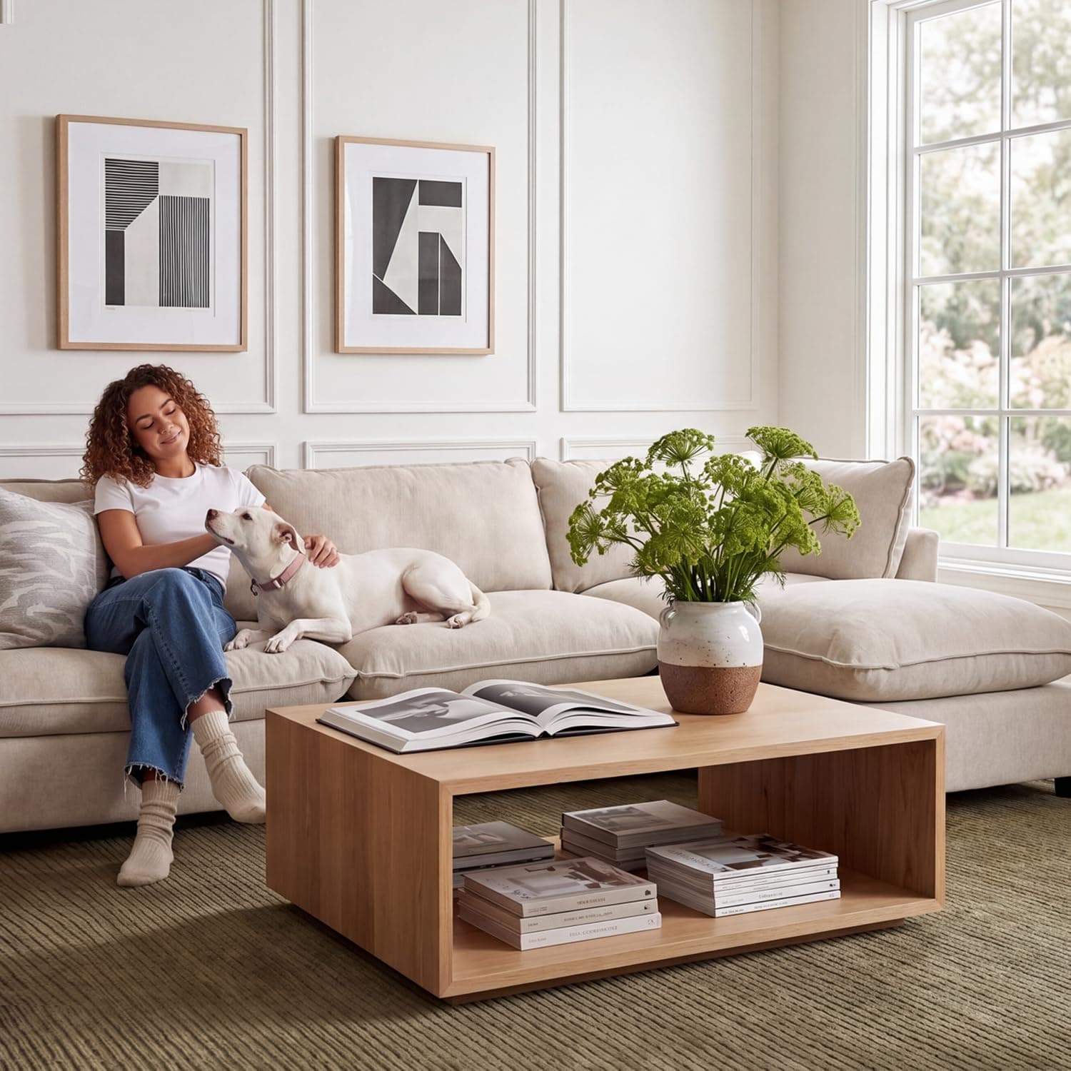 Iroomy Modular Sectional Sofa, Oversized Chenille Cloud Couch, Deep Comfy Seat, 4-Seater Sofas Couches for Living Room, Beige, Round Feet, view 4