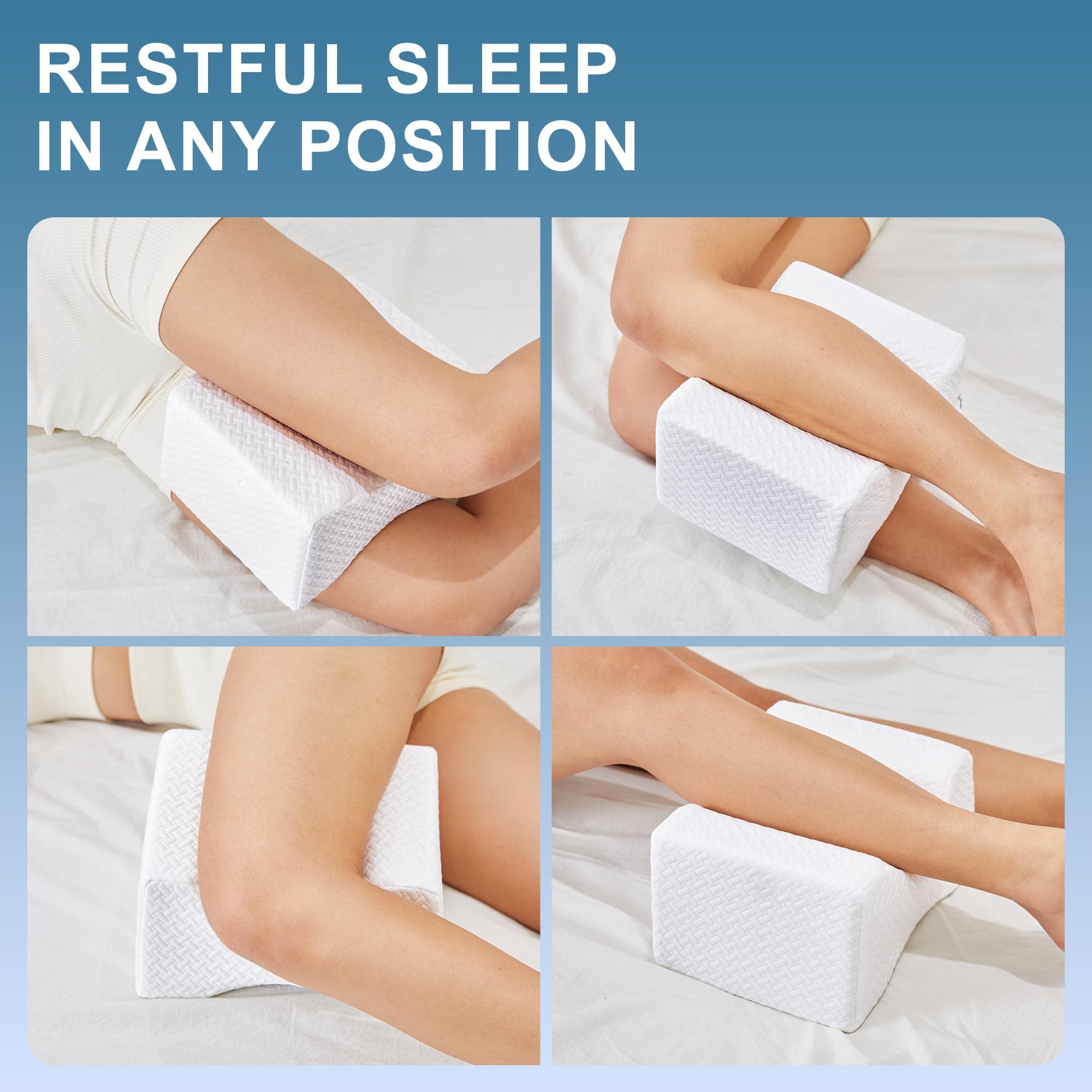 UJPFEO Knee Pillow for Side Sleepers, Leg Pillow for Sciatica, Back, HIPS, Knees, Joints Pain Relief,Pillows for Between Legs While Sleeping Spine Alignment Support & Relieves Pressure,White, view 5