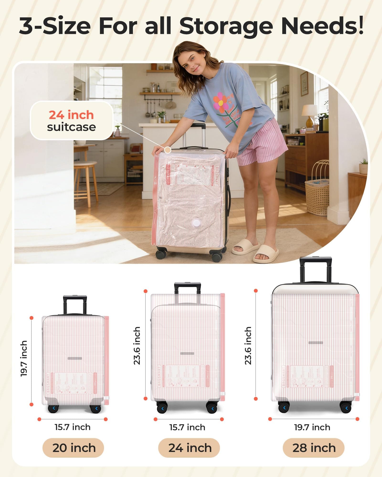 BAGSMART Vacuum Bags for Travel with Rechargeable Air Pump, Portable Space Saver Bags for Travel & Home, Vacuum Compression Seal Bag for Clothing, 18 Pack Pink with Shoe, Laundry & Toiletry Bags, view 3