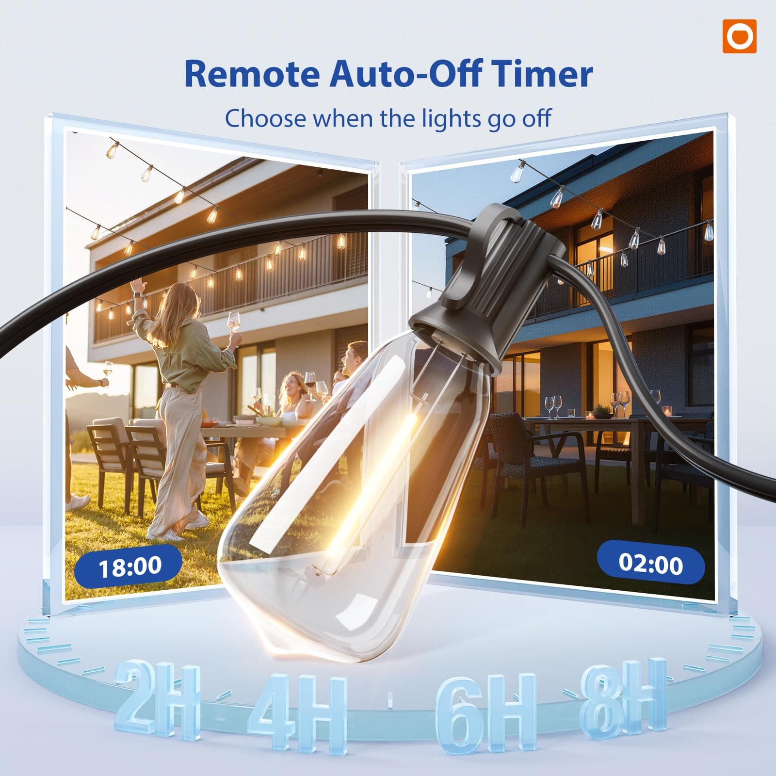 addlon 100FT Outdoor String Lights ST38 LED with Remote Waterproof Dimmable, view 7