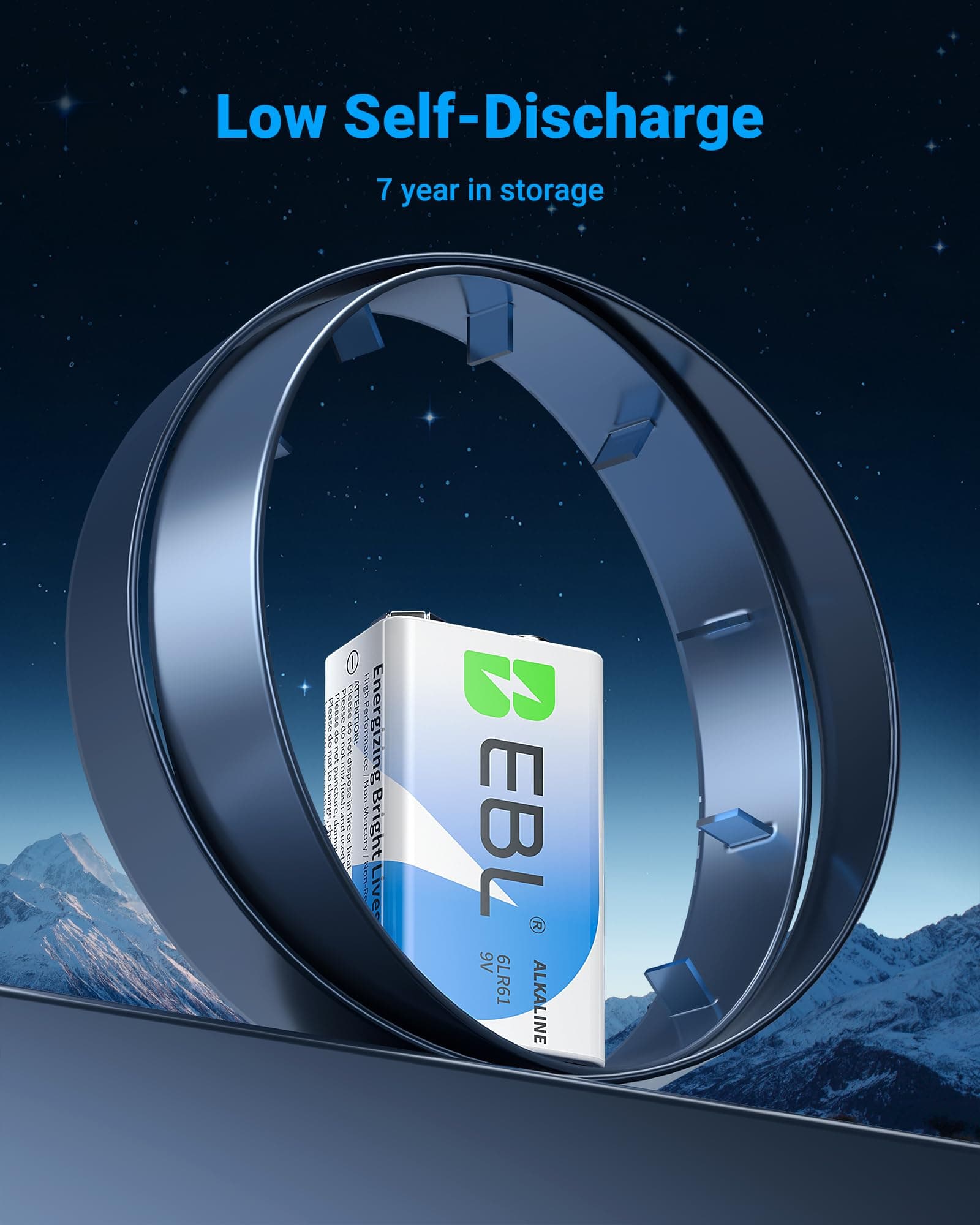 EBL 9V Batteries 8 Pack, Alkaline Power 9 Volt Battery,7-Year Shelf Life, view 5