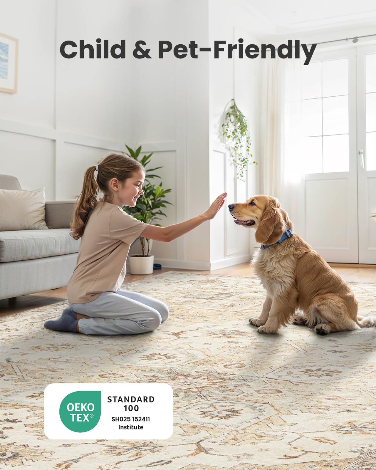 AMADA HOMEFURNISHING 2x3 Washable Area Rug, Low-Profile Entryway Rug with Non-Slip Backing & Durable Edge Binding, Vintage Rug Pattern, Small Rugs for Entryway, Kitchen & Living Room, view 2