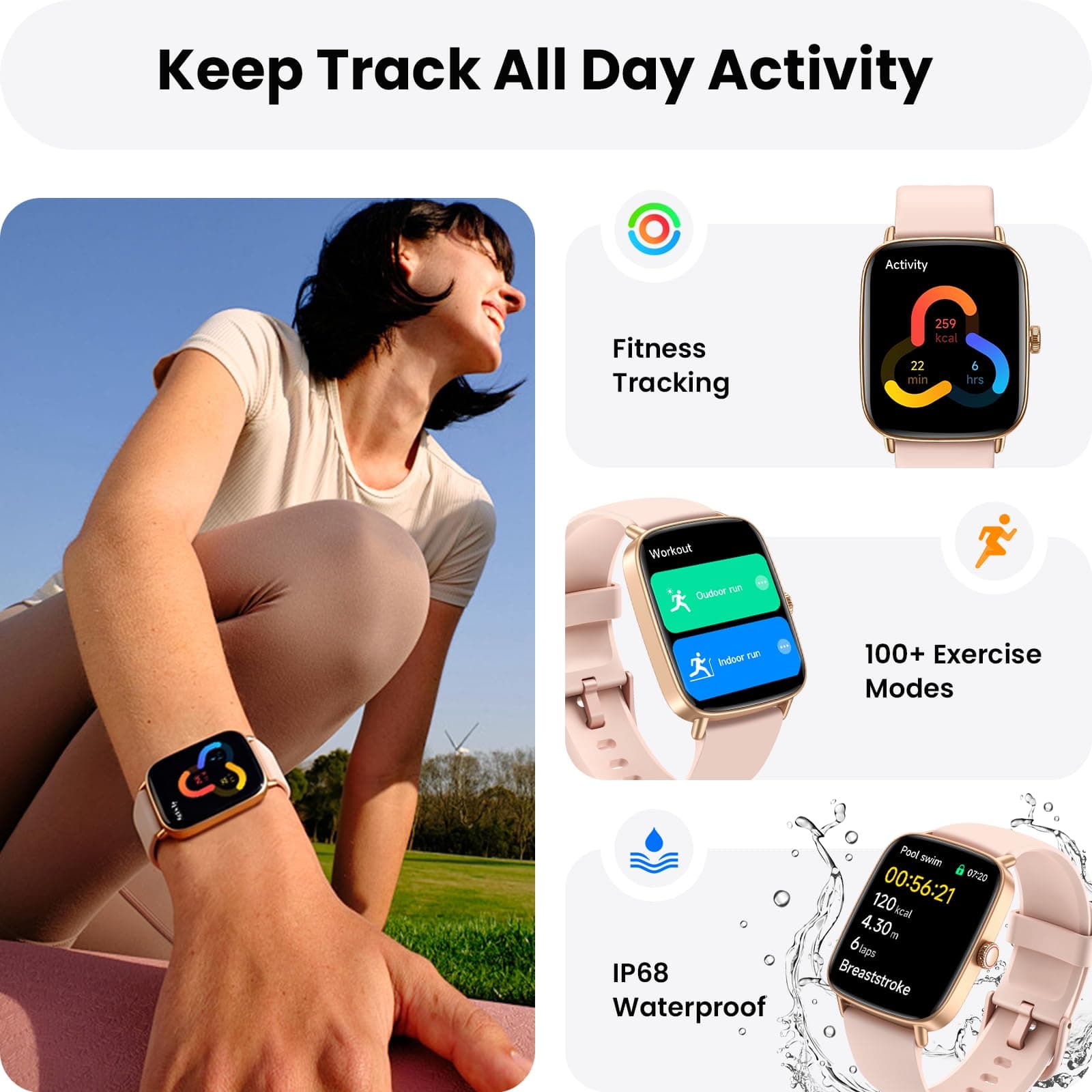ENOMIR Smart Watch for Women Answer Phone Health Monitoring with 2 Bands, view 3