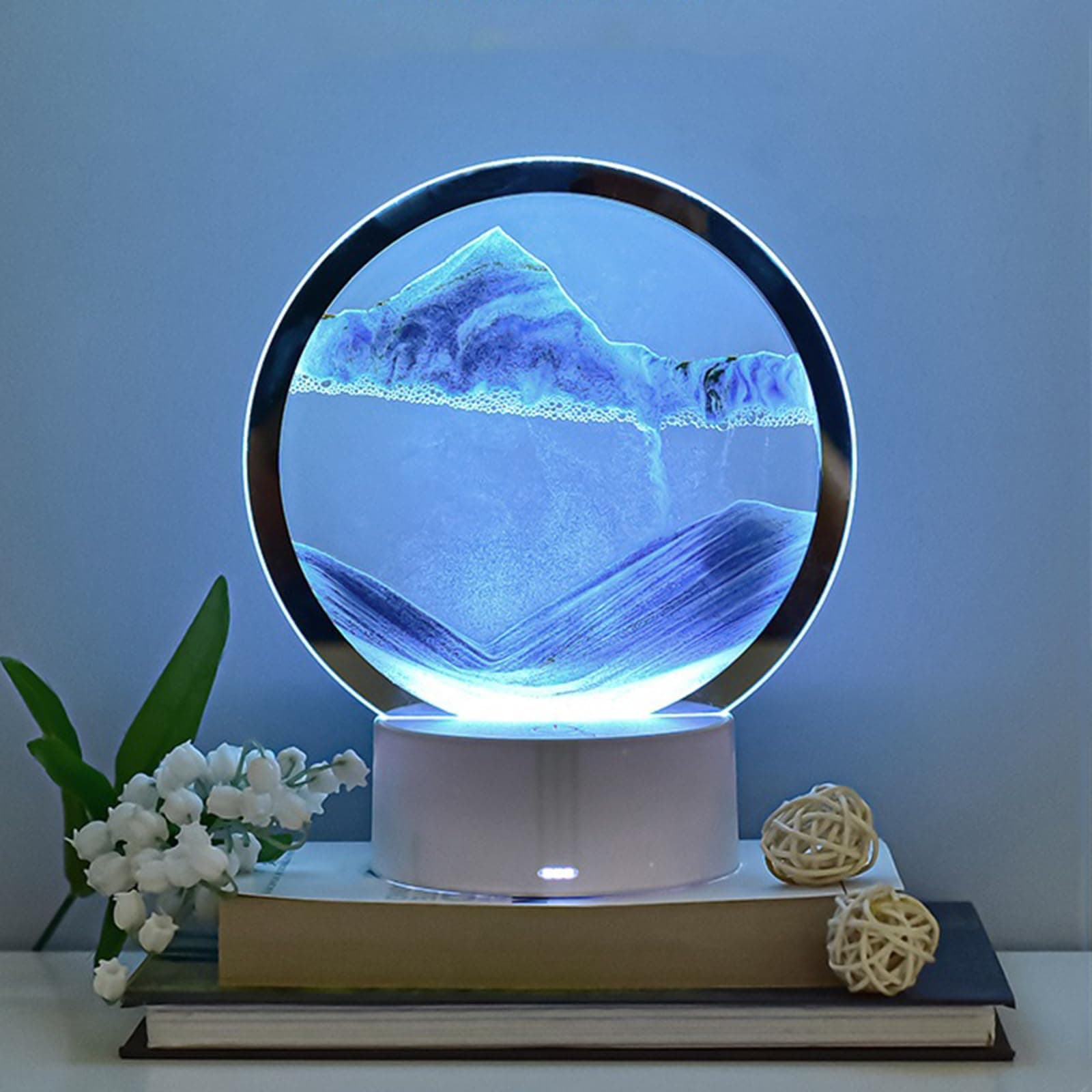 CRLKSSJX Moving Sand Art Lamp, 3DMoving Sand Art, Quicksand Bedside Lamp, Creative Glass Sand Painting Colorful Night Light, Home Relaxation and Office Decoration, TickClip Skip verdict