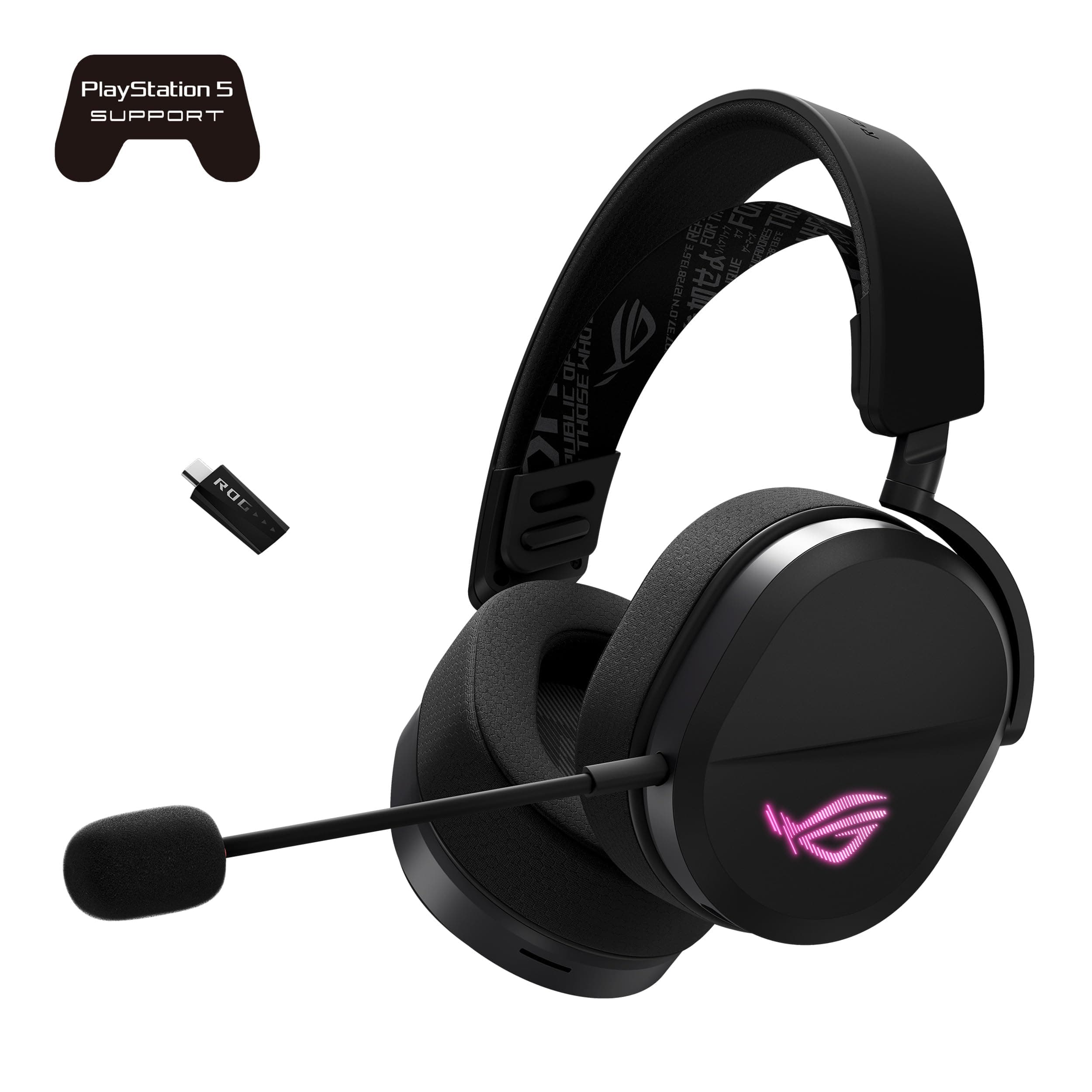 ASUS ROG Pelta Wireless Gaming Headset with Detachable Mic – Tri-Mode (BT, 2.4GHz, USB-C) 50mm Titanium-Plated Drivers, 70Hr Battery, Ergonomic, Lightweight, for PC, PS5, PS4, Switch, Mobile - Black, view 2