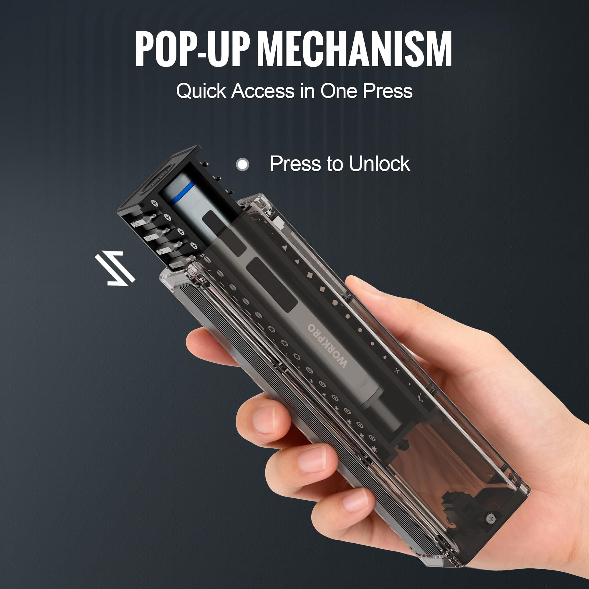WORKPRO Mini Electric Screwdriver with Magnetizer, 36 S2 Steel Bits & 2 Pry Bars, 3.7V Rechargeable Precision Screwdriver Set for Phone Camera Laptop, view 5