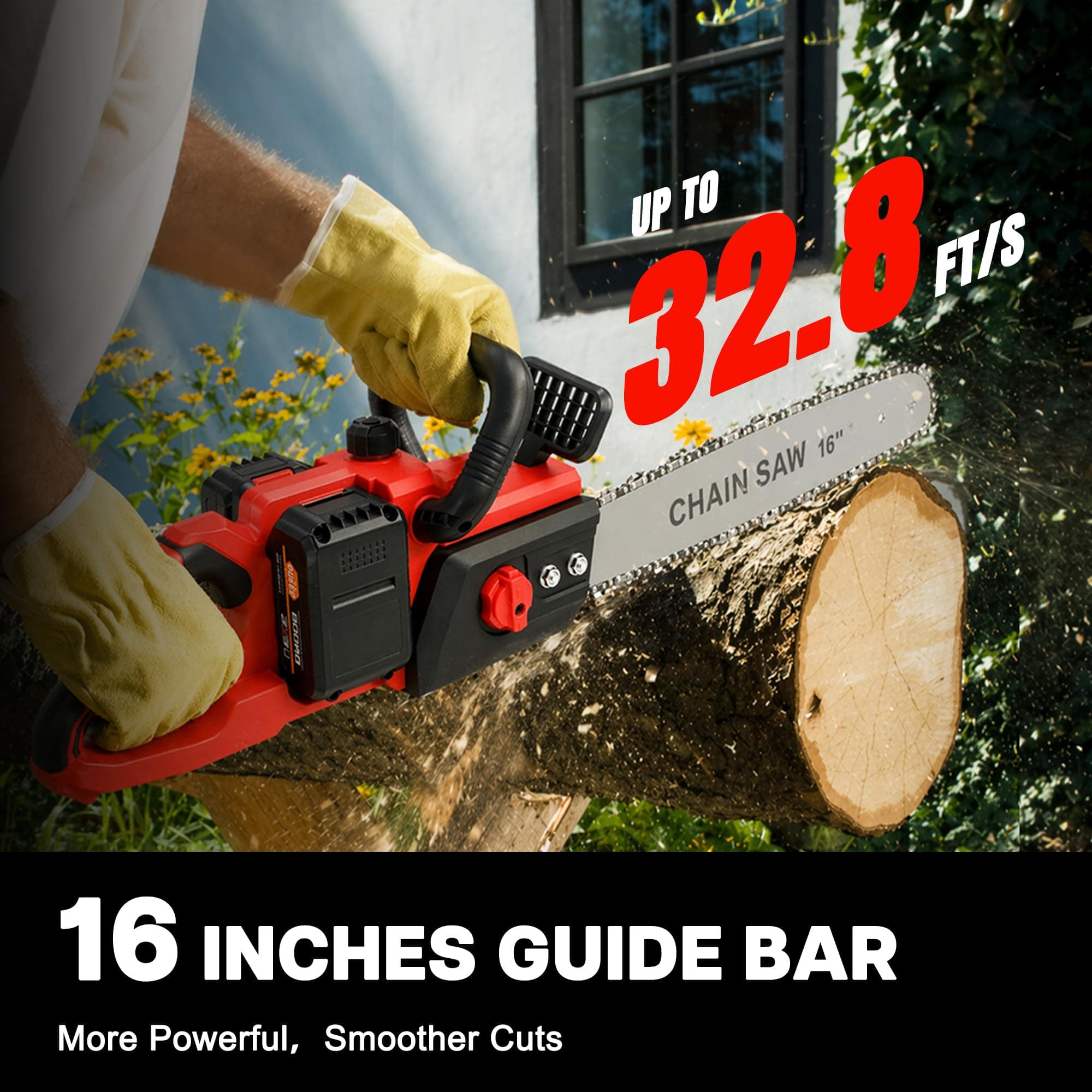 16 Inch 42V Brushless Cordless Chainsaw w/6000mAh Battery and Charger, view 5