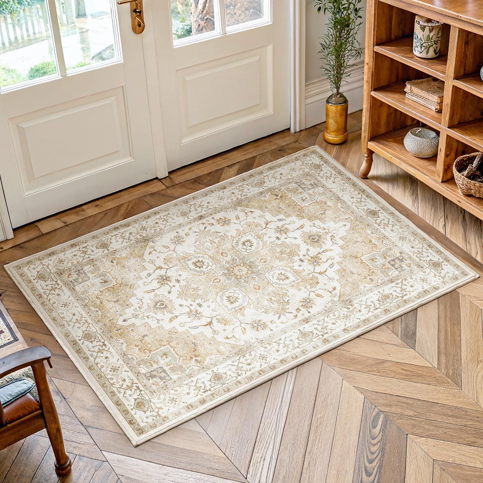 AMADA HOMEFURNISHING 2x3 Washable Area Rug, Low-Profile Entryway Rug with Non-Slip Backing & Durable Edge Binding, Vintage Rug Pattern, Small Rugs for Entryway, Kitchen & Living Room, TickClip Clip verdict