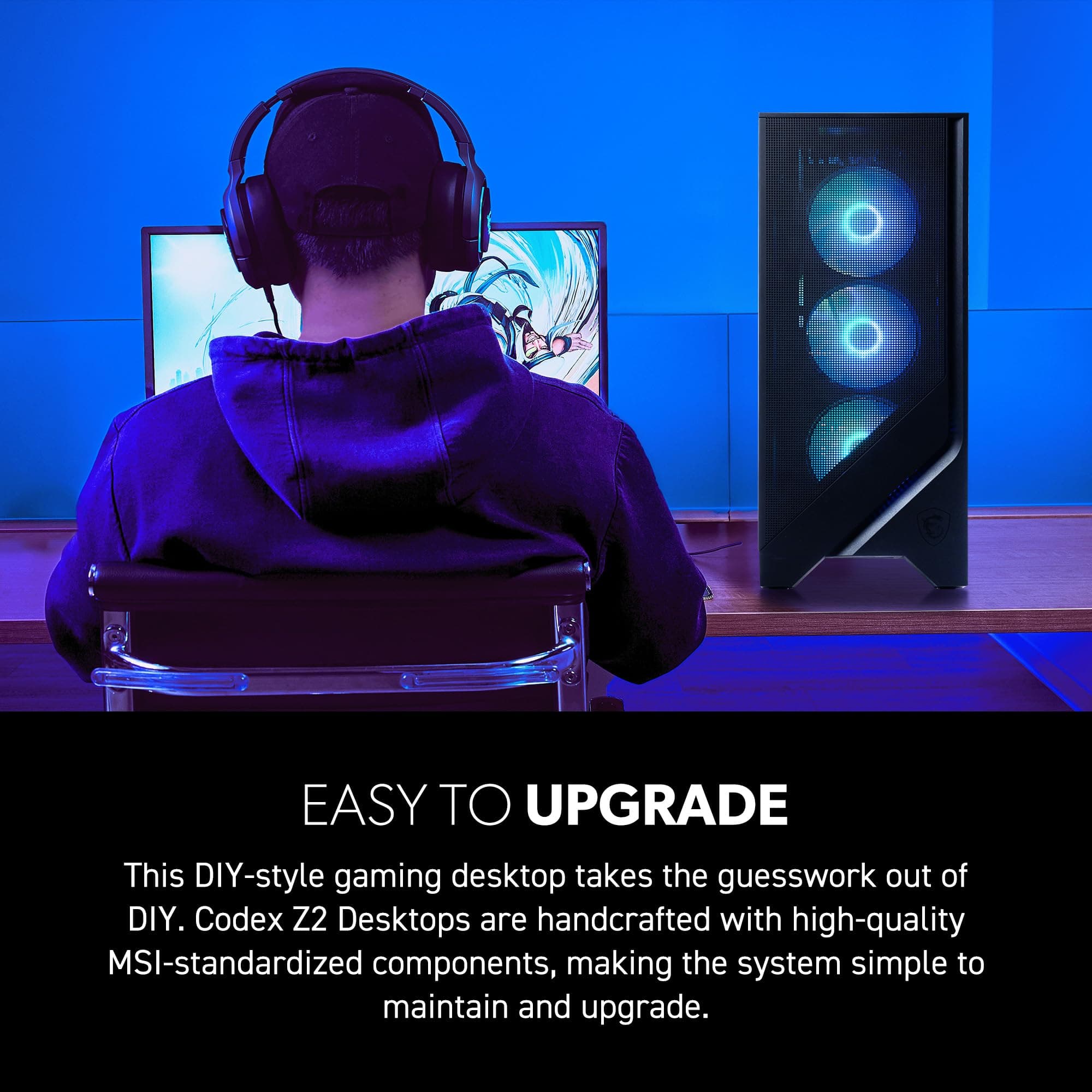 msi Codex Z2 Gaming Desktop: AMD R7-8700F, GeForce RTX 5070, 32GB DDR5, 2TB m.2 NVMe SSD, USB Type-C, VR-Ready, Windows 11 Home : A8NVP-436US, view 3