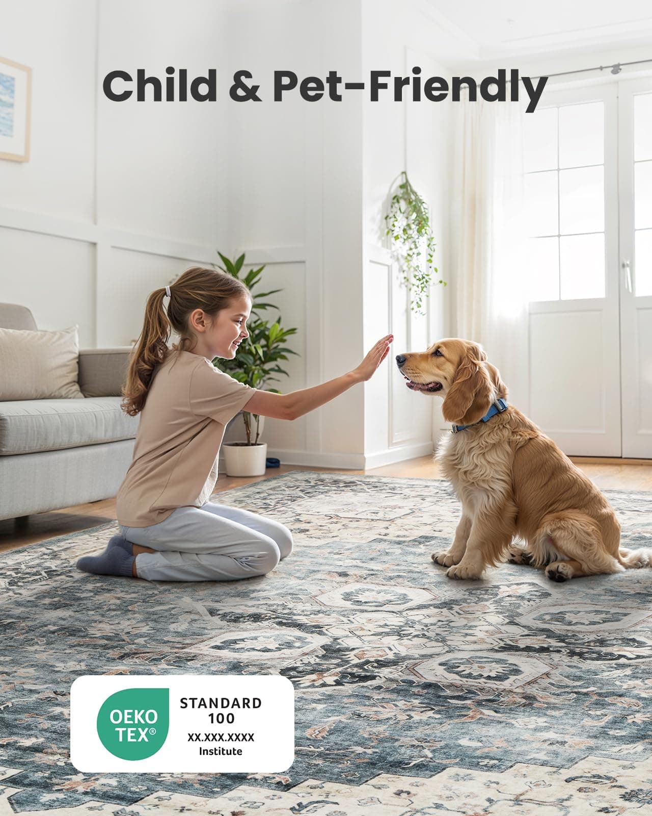AMADA HOMEFURNISHING 2x6 Washable Runner Rug, Low-Profile Kitchen Rugs with Non-Slip Backing & Durable Edge Binding, Vintage Entryway Runner Rug for Bedroom & Hallway, view 2