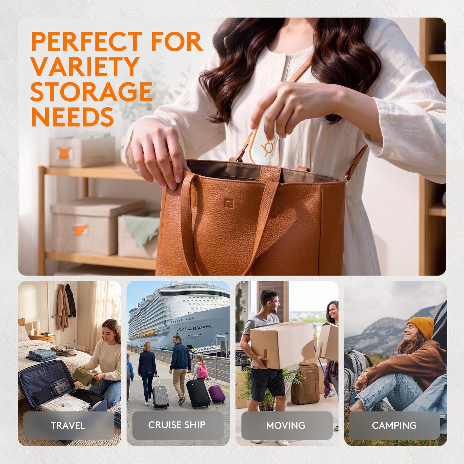16 Packs Vacuum Seal Bags with USB/Type-C Pump, 3 Sizes Travel Vacuum Storage Bags for Clothing, Vacuum Packing Bags for Closet Organization, Bedding & Seasonal Storage, view 7