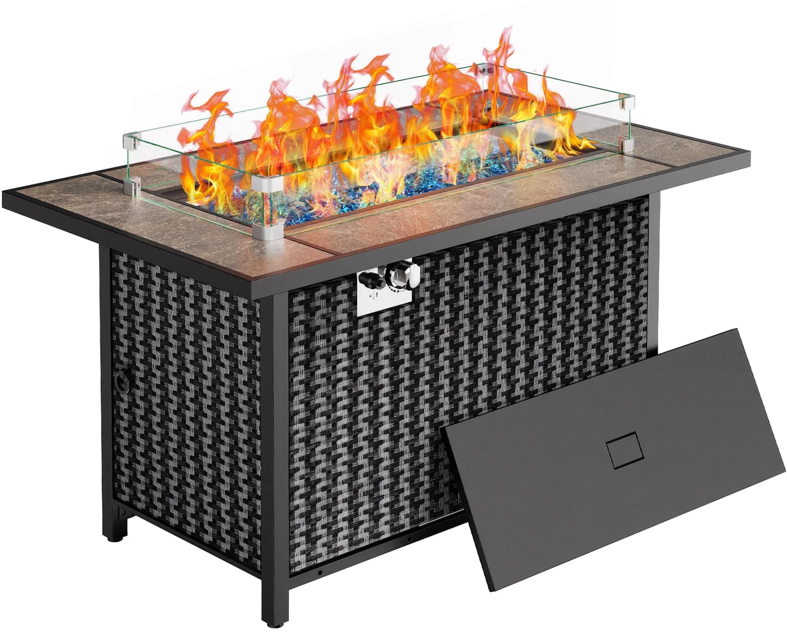 Ciays 43″ Fire Pit Table, Outdoor Propane Fire Pit Table with Premium Ceramic Tabletop, Glass Wind Guard, Lid, Glass Rock, 50,000 BTU CSA-Certified Gas Fire Pits for Outside Patio, Party, Deck, TickClip Clip verdict