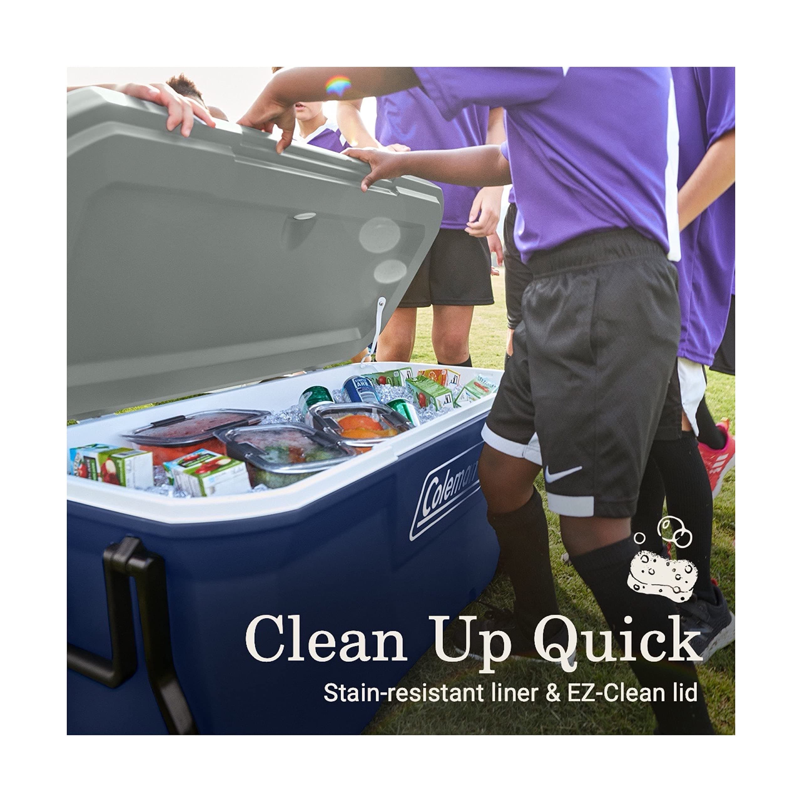 Coleman Classic Series Insulated Portable Rolling Cooler with Wheels, Leak-Resistant Outdoor Hard Cooler Keeps Ice up to 5 Days, 100-Quart, view 7