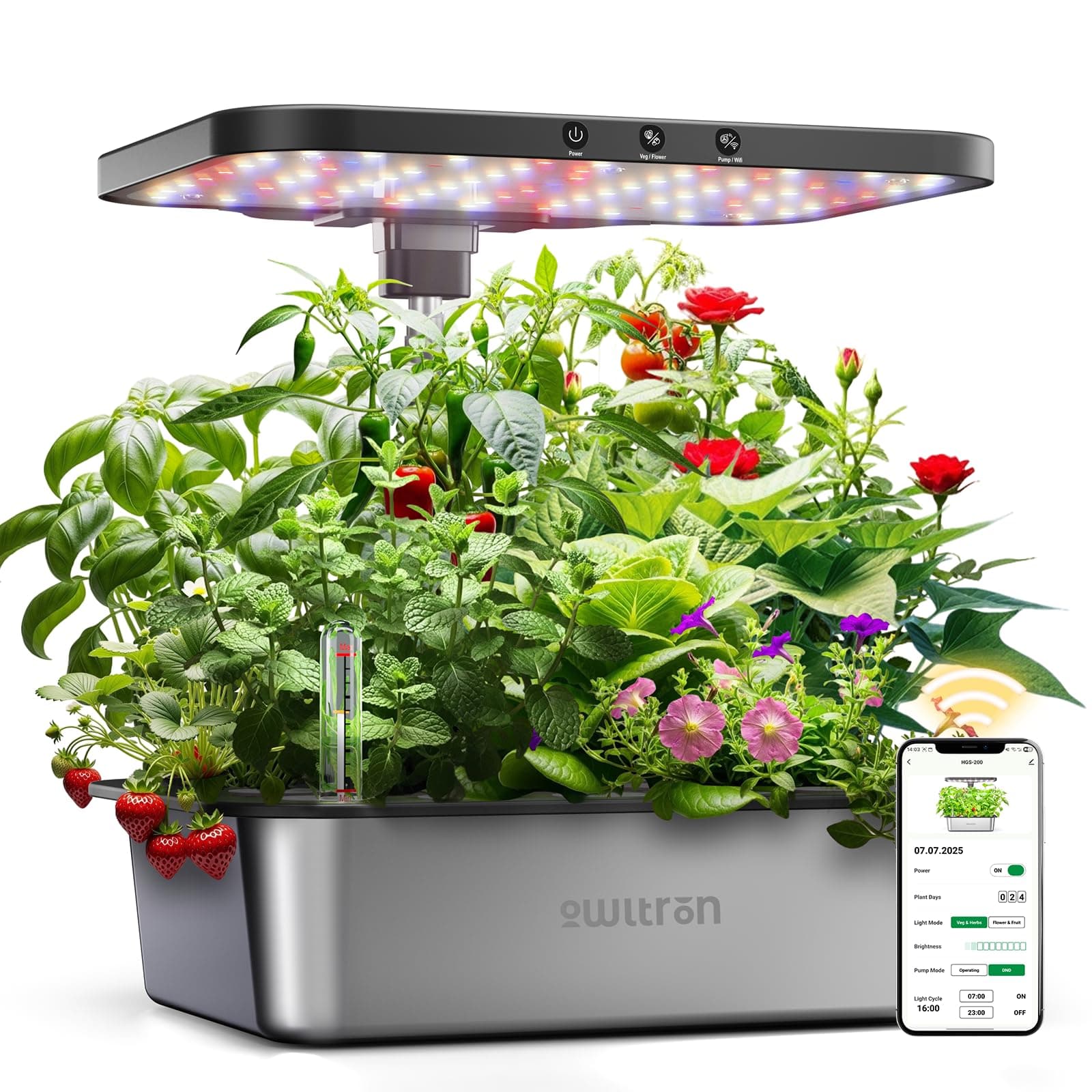 owltron Smart Hydroponics Growing System Kit,15 Pods Indoor Herb Garden with 36W LED Grow Light & APP Control, Planting Height Up to 30", Quiet Water Pump, Ideal Gift for All Ages Dark Silver, TickClip Clip verdict