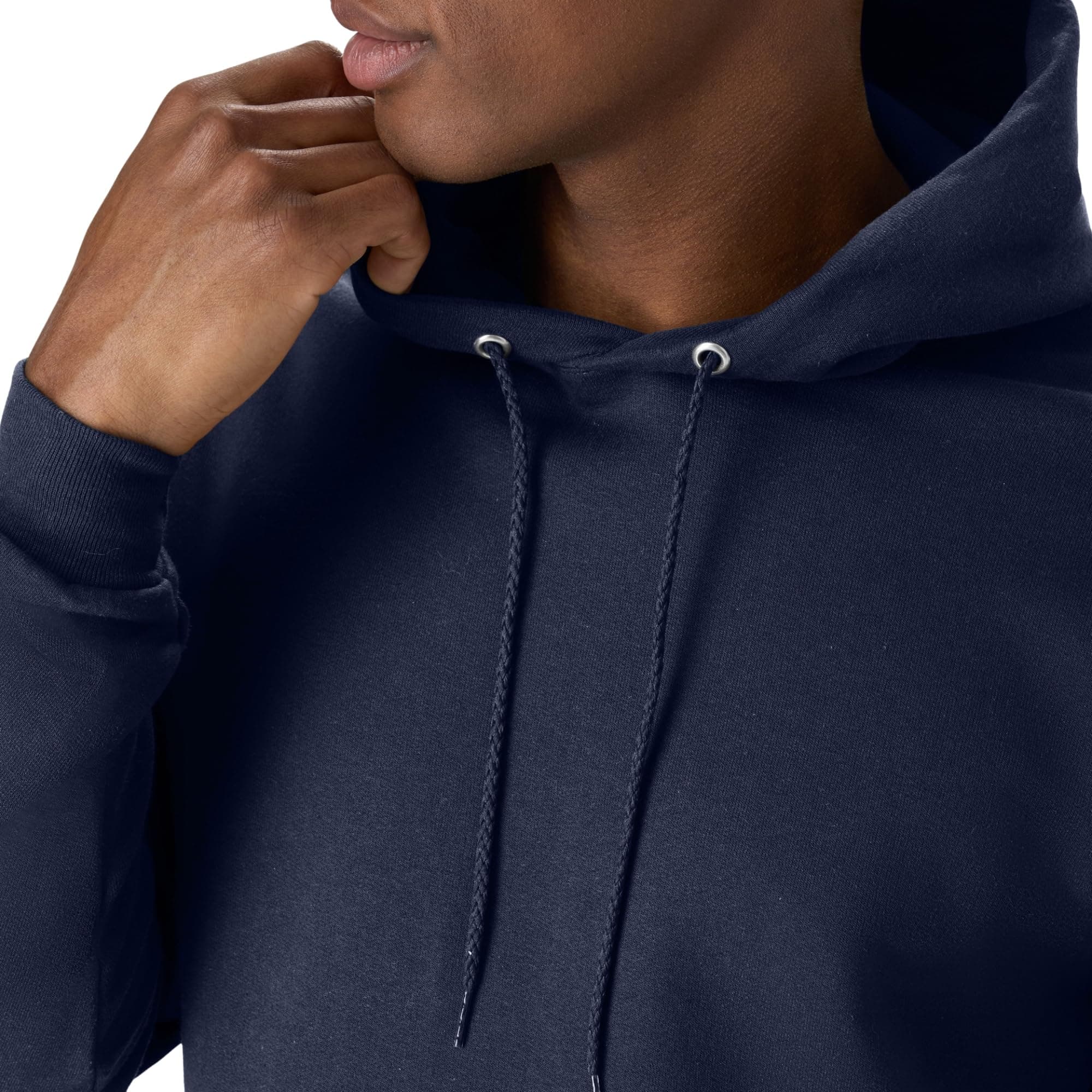 Hanes Men's Pullover EcoSmart Hooded Sweatshirt, Navy, Large, view 4
