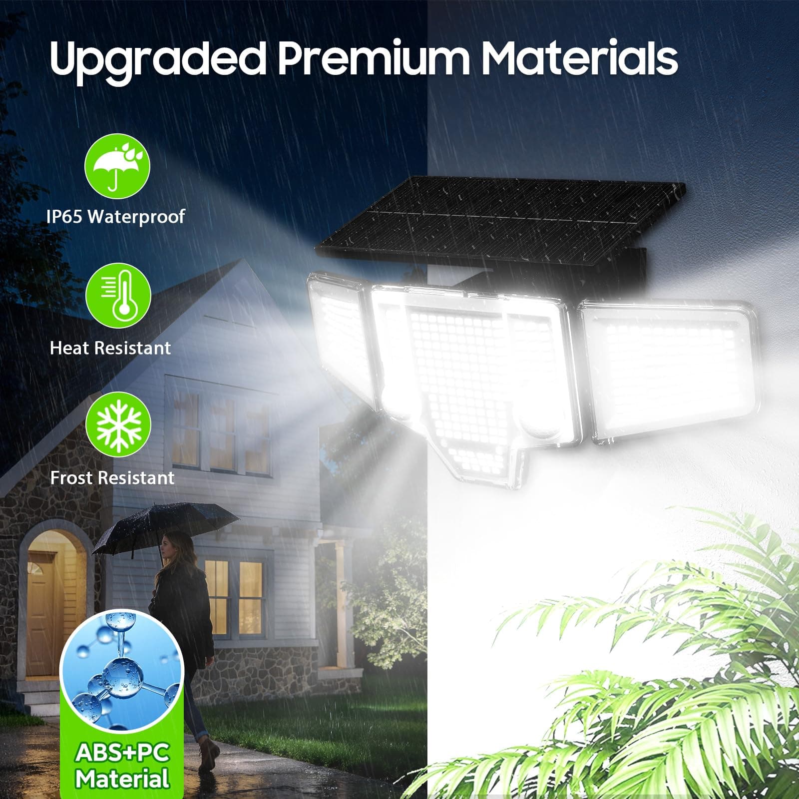 TuyLuxe Solar Lights Outdoor Waterproof, 4000LM Solar Flood Lights -Dual Motion Sensor & Curved 300°Wide Beam, Larger 3500mAh, Adjustable Solar Security Lights for Yard-2Pack Black, view 8