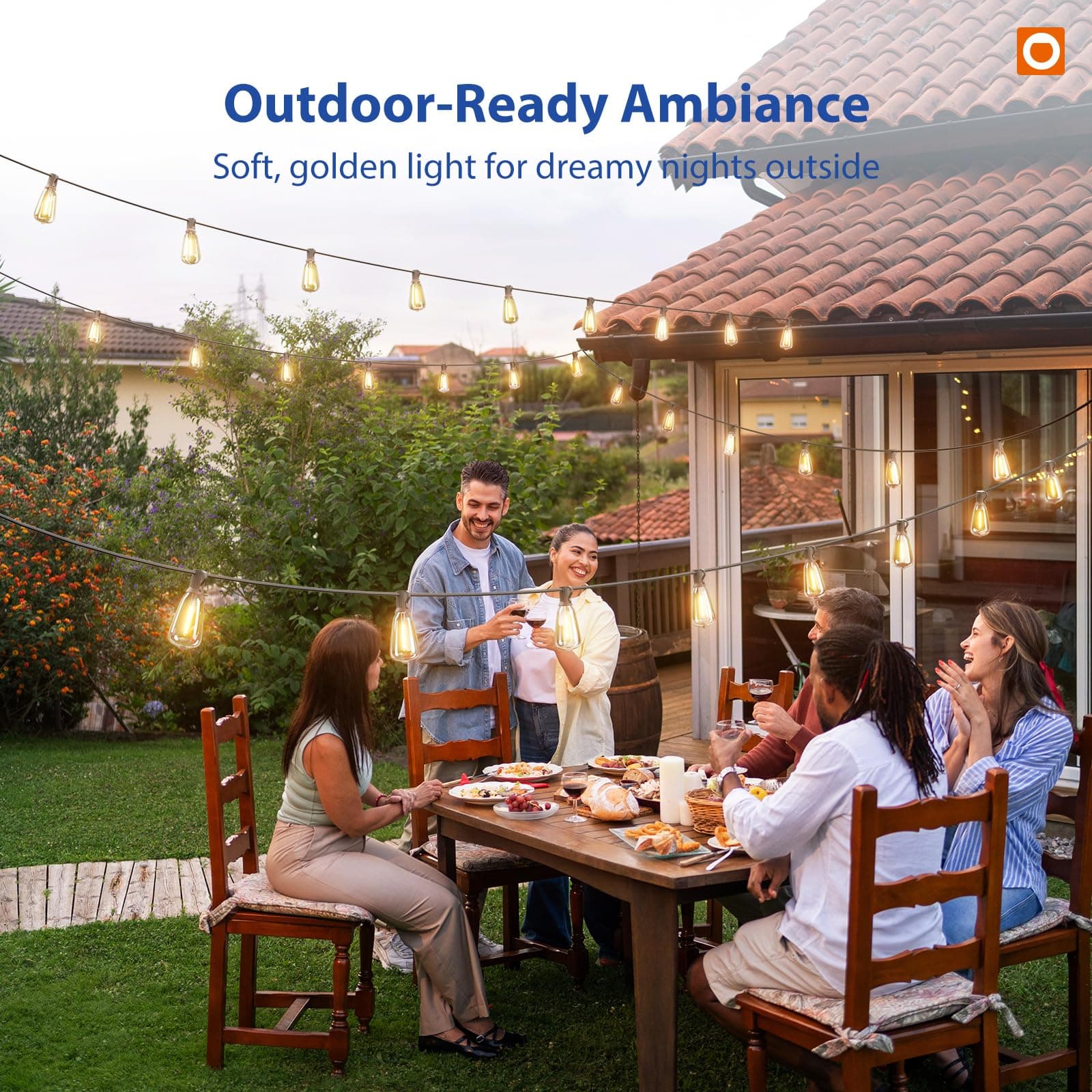 addlon 100FT Outdoor String Lights ST38 LED with Remote Waterproof Dimmable, view 8