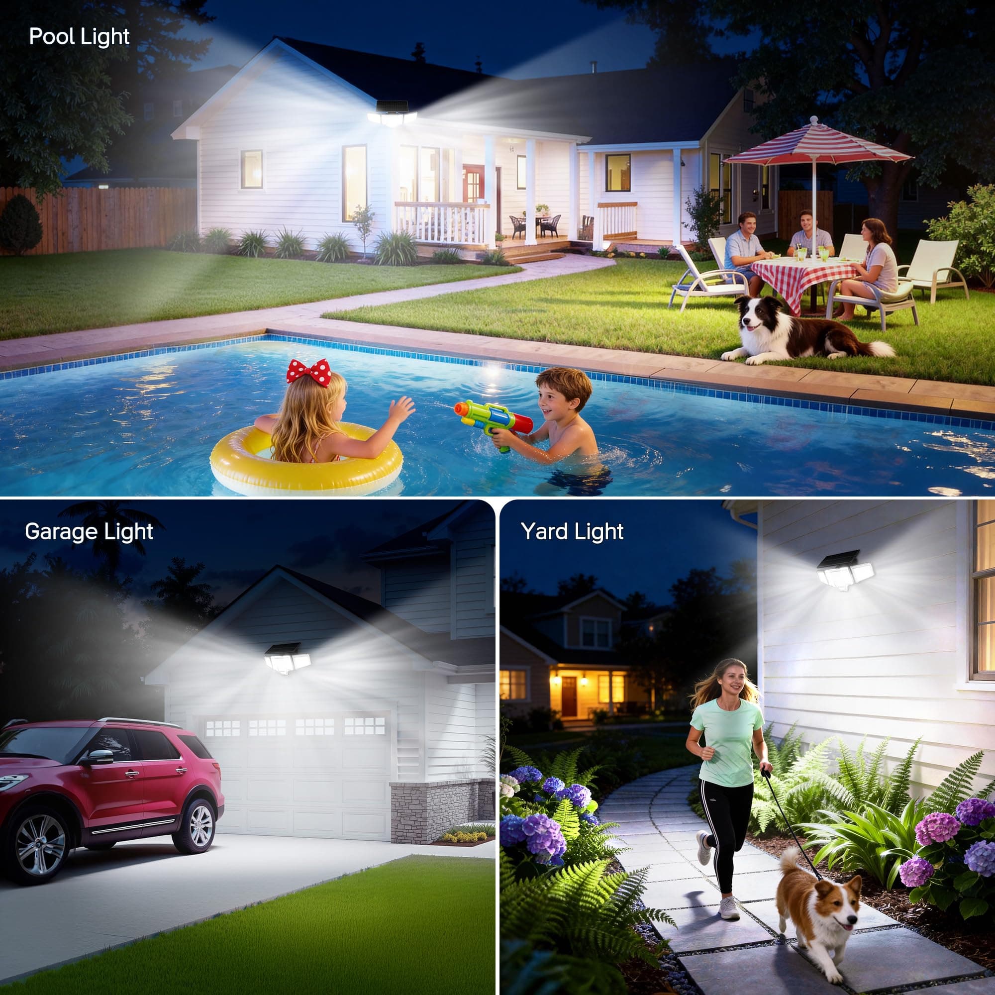 TuyLuxe Solar Lights Outdoor Waterproof, 4000LM Solar Flood Lights -Dual Motion Sensor & Curved 300°Wide Beam, Larger 3500mAh, Adjustable Solar Security Lights for Yard-2Pack Black, view 9