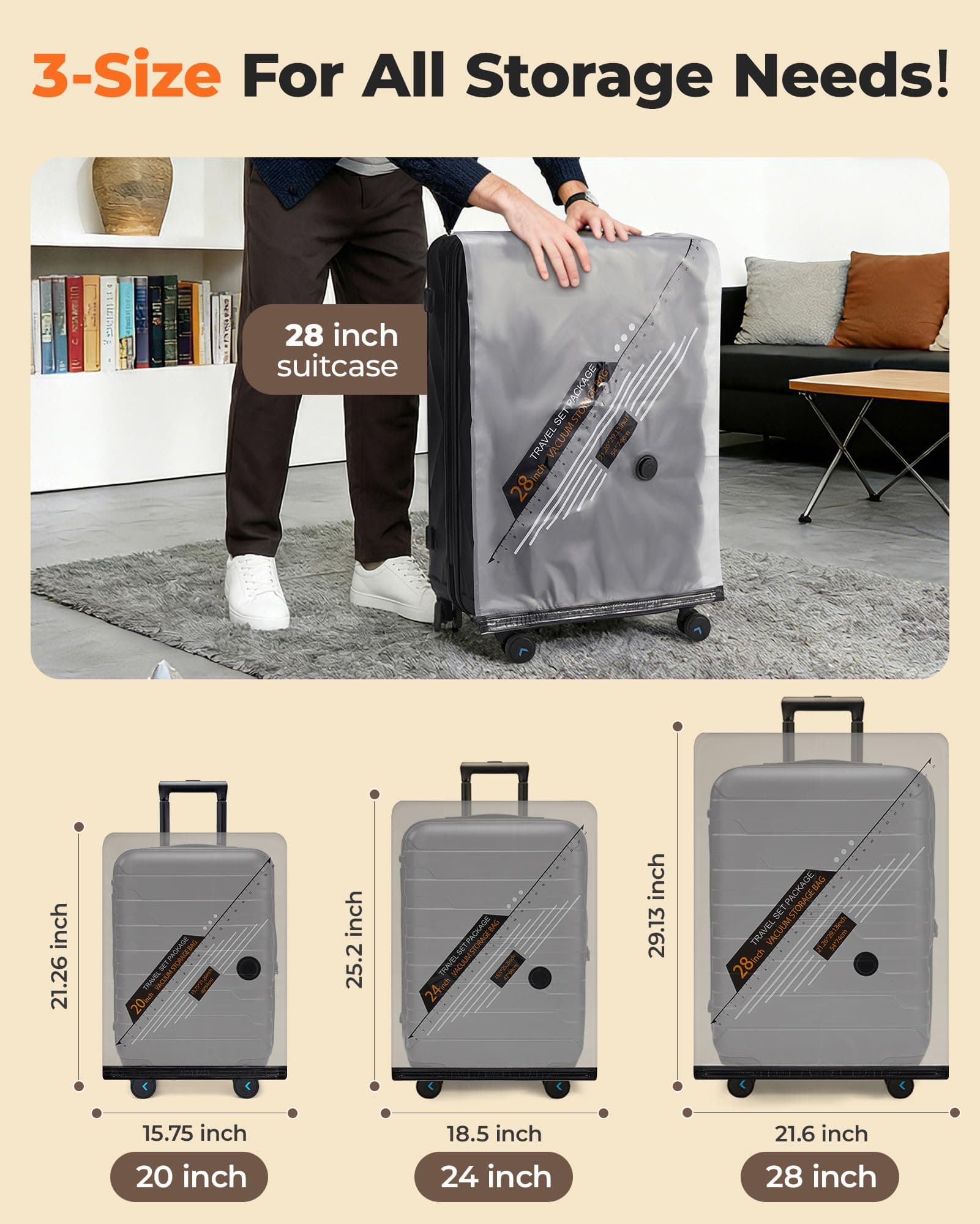 BAGSMART Travel Vacuum Bags for Suitcase & Home, 18 Pack with Wireless Pump, view 4