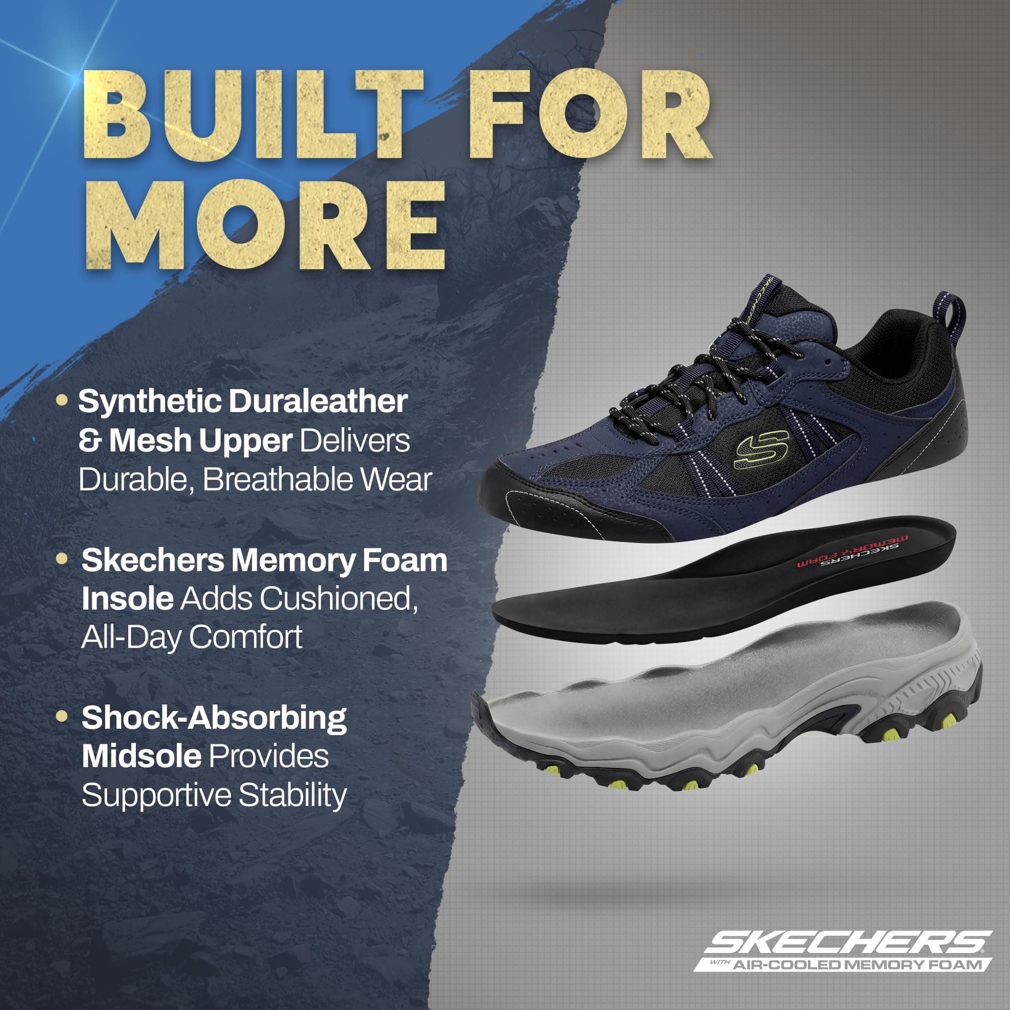 Skechers Men's Stamina at Upper Stitch, Blue, 9.5, view 4