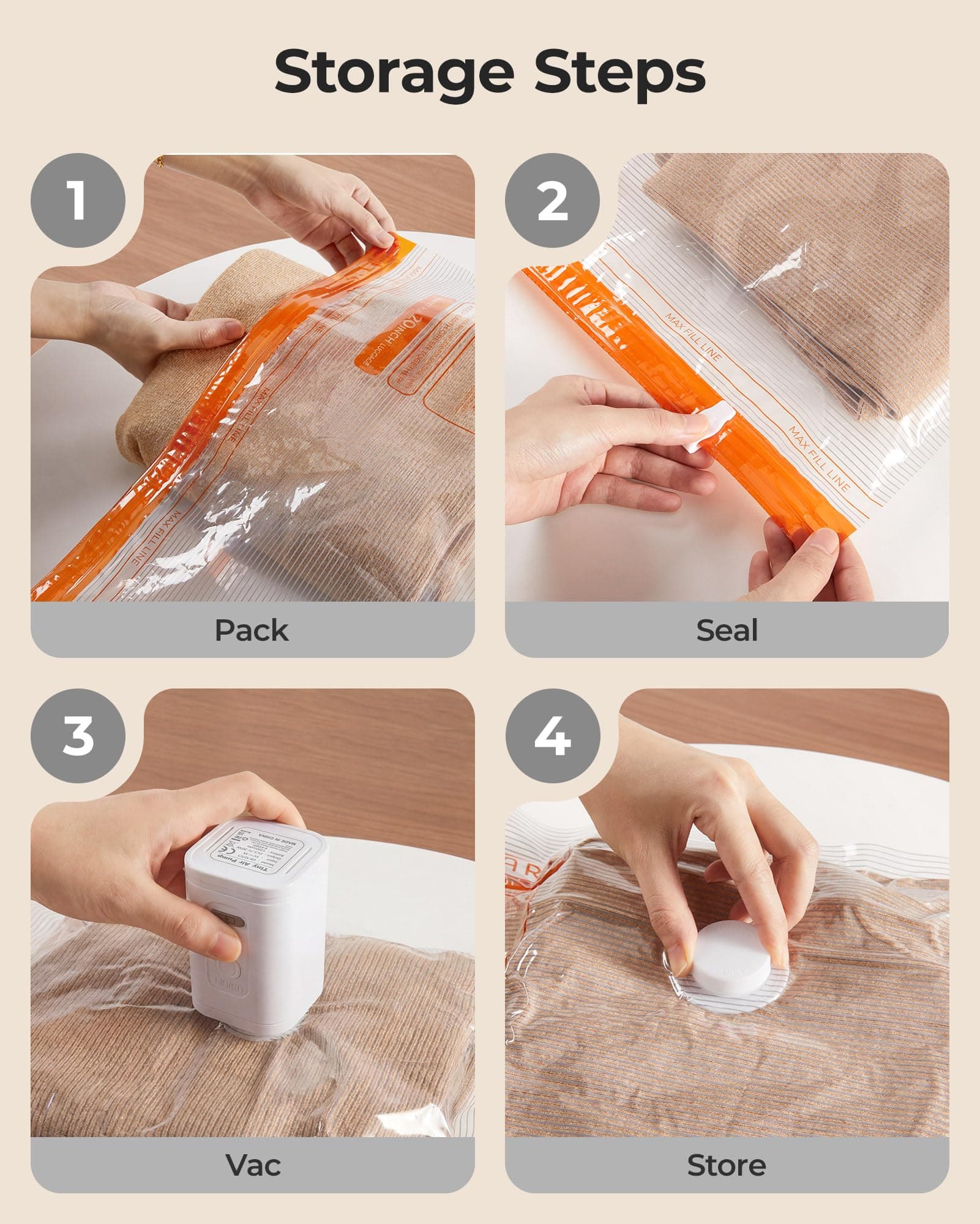 BAGSMART Travel Vacuum Bags with Rechargeable Electric Pump, 18PC Kit, view 6