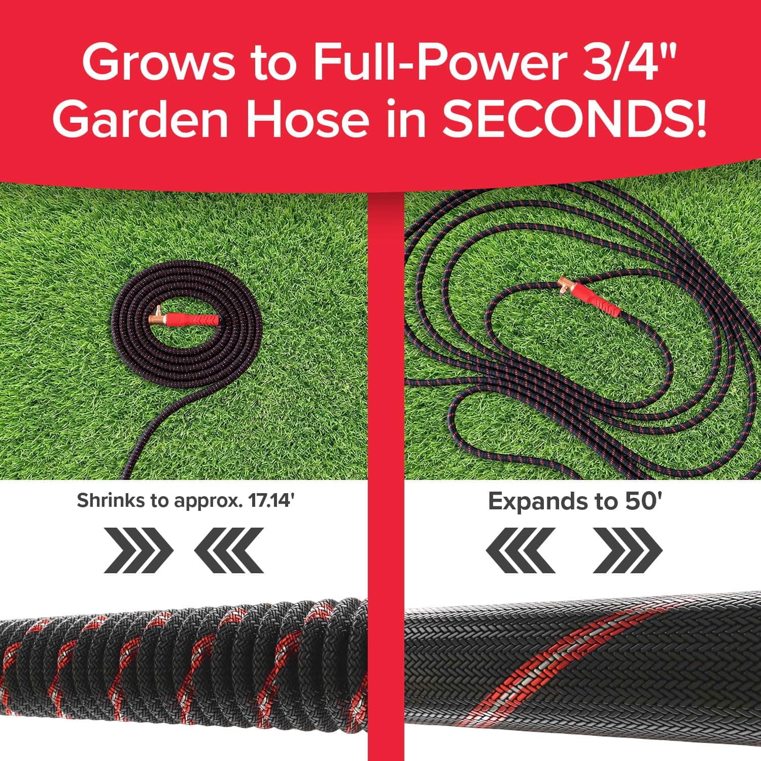 Pocket Hose Ballistic 50 FT Expandable Garden Hose, No-Kink, As Seen on TV, view 2