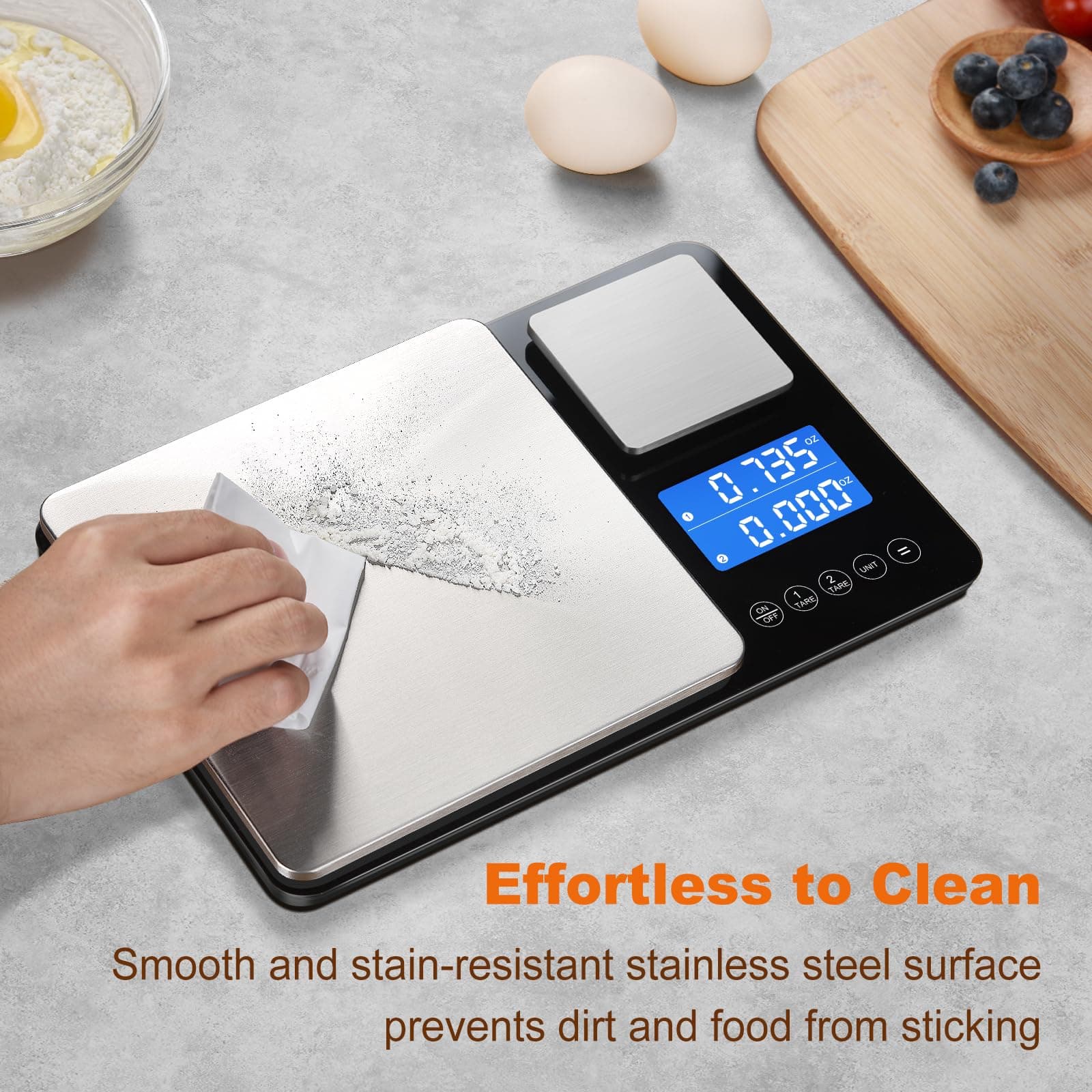 KUAIVO 0.001oz/33lbs Dual Platform Food Kitchen Scales Digital Weight Grams and Ounces, Two Precisions Kitchen Scale for Sourdough Bread, Baking and Cooking with 7 Units Tare, Accumulation Functions, view 6