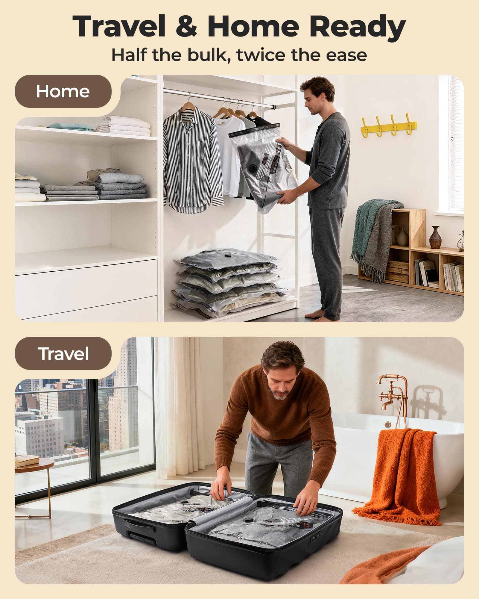 BAGSMART Travel Vacuum Bags for Suitcase & Home, 18 Pack with Wireless Pump, view 7