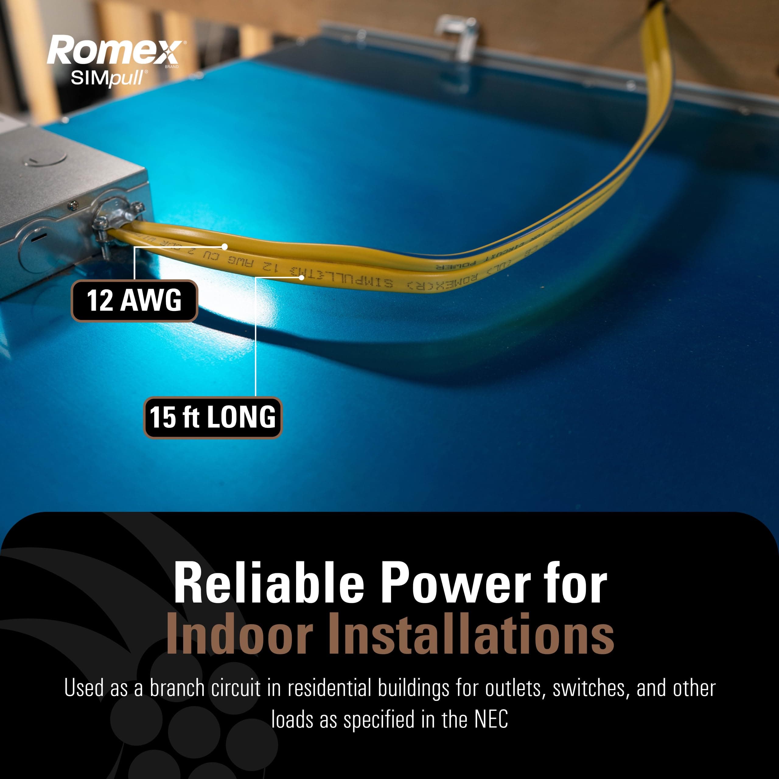 Southwire Romex Brand Simpull™ Solid Indoor 12/2 W/G NMB Cable 15ft coil - SW# 28828226, view 2