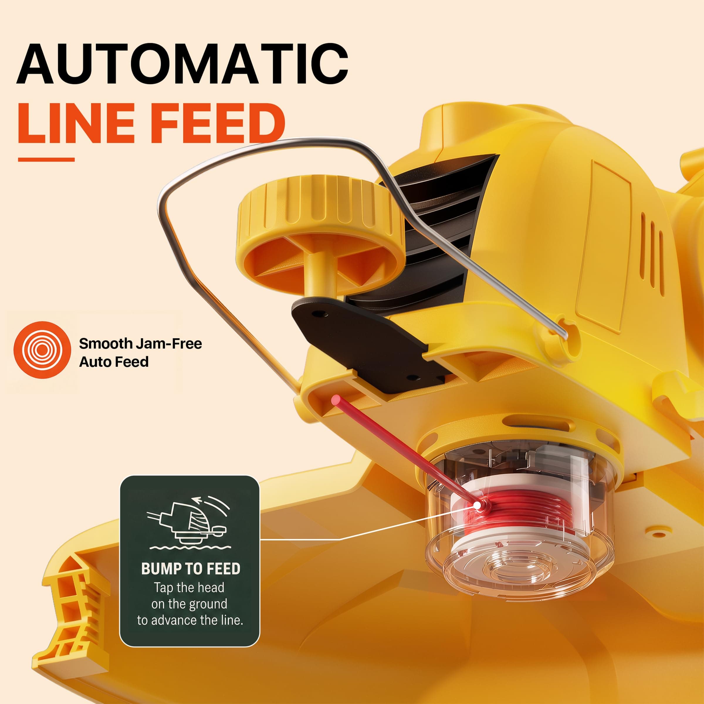 ALSO GO 21V Cordless Weed Wacker,12 Inch String Trimmer with Auto Line Feed, Battery Powered Weed Eater with 2 x 2.0Ah Batteries &10 Spare Spools, 2-in-1 Weed Whacker& Edger Lawn Tool for Yard, Garden, view 5