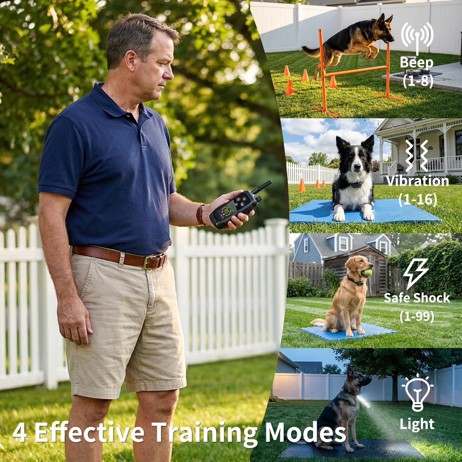 Niaygoze Dog Shock Collar - 4200 Feet Training Collar with Remote & IP67 Waterproof, 4 Training Modes - Beeper, Vibration, Electric Shock,Light for Small to Large Dogs (8-150 Lbs), view 3