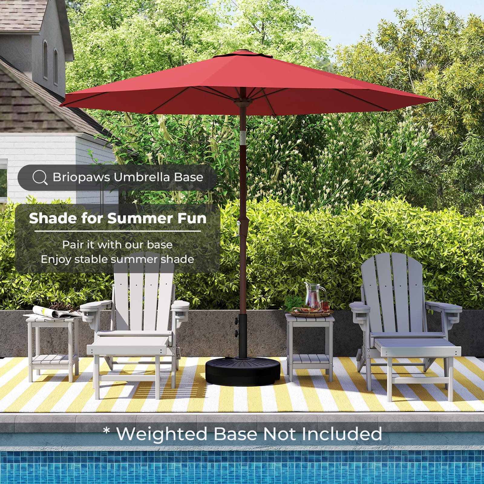 BRIOPAWS 9FT-Patio-Umbrella w/Push Button Tilt & Crank | Red, view 7