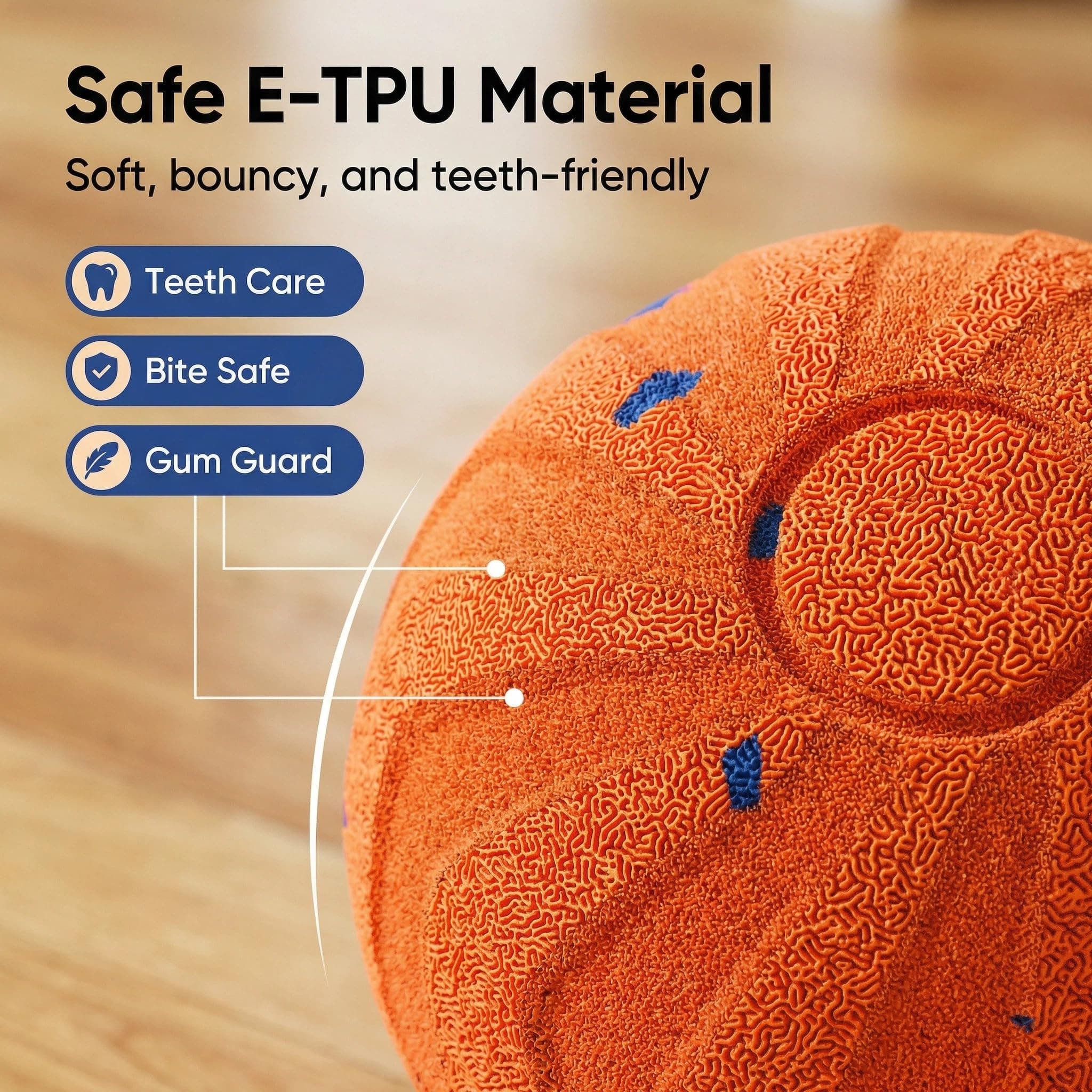 ZEUZPET Interactive Pet Toy Ball - Bouncy, Flexible & Durable, Self-Rolling for Indoor Play, IPX7 Waterproof, Active Rolling Ball for Medium Dogs (Orange), view 8