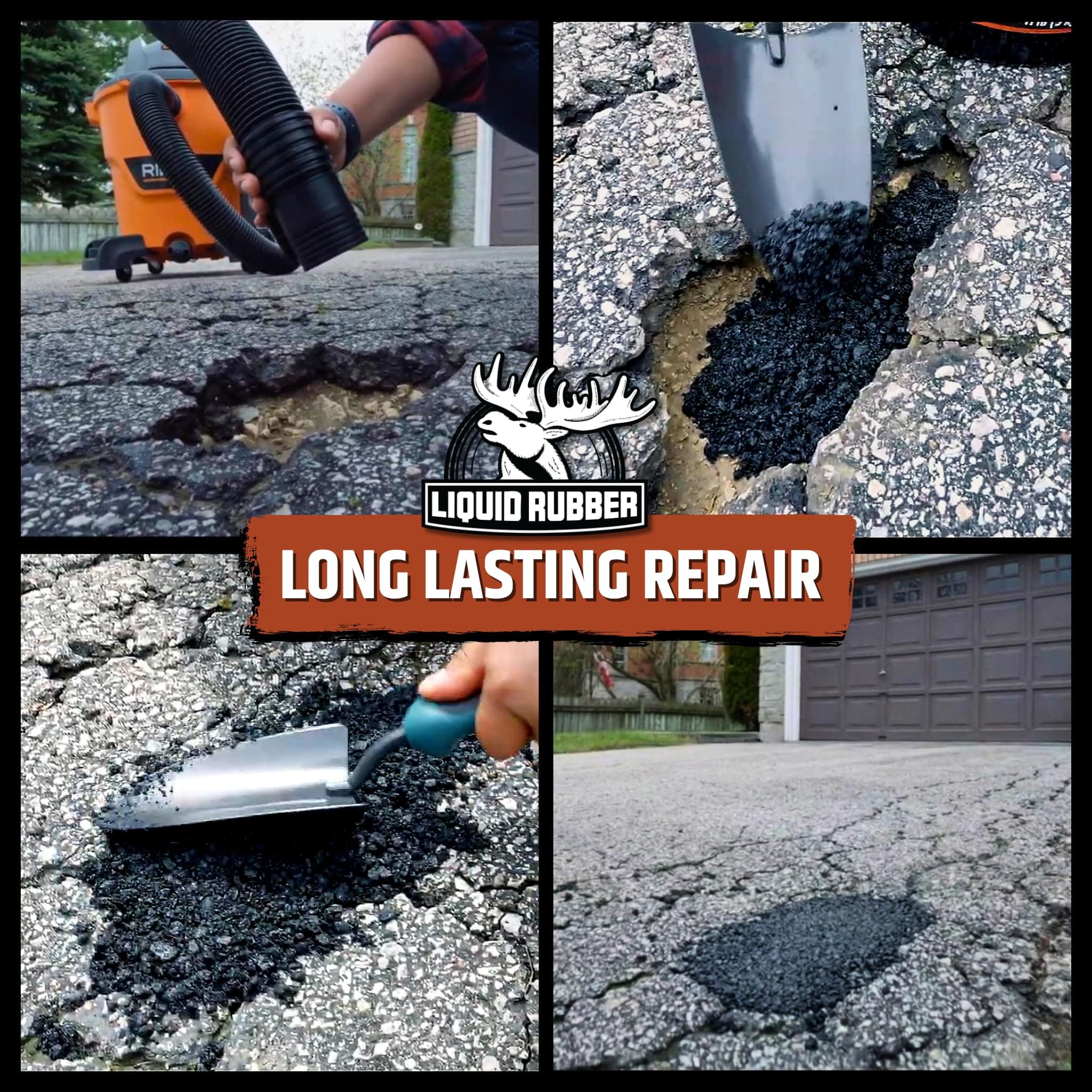 Liquid Rubber Asphalt Patch, Cold Patch for Driveways & Potholes, 44lb Pail, view 4